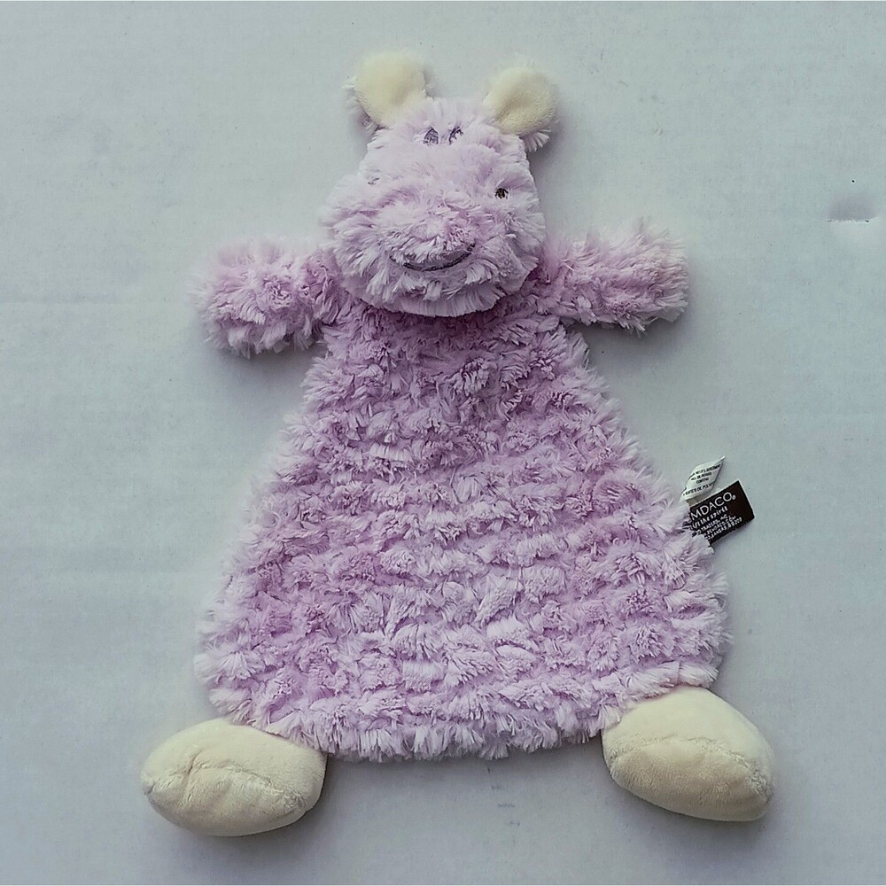 Demdaco Nat & Jules Harlow Hippo Lovey-Cozies Sherpa-Rattle-2018-Lavender